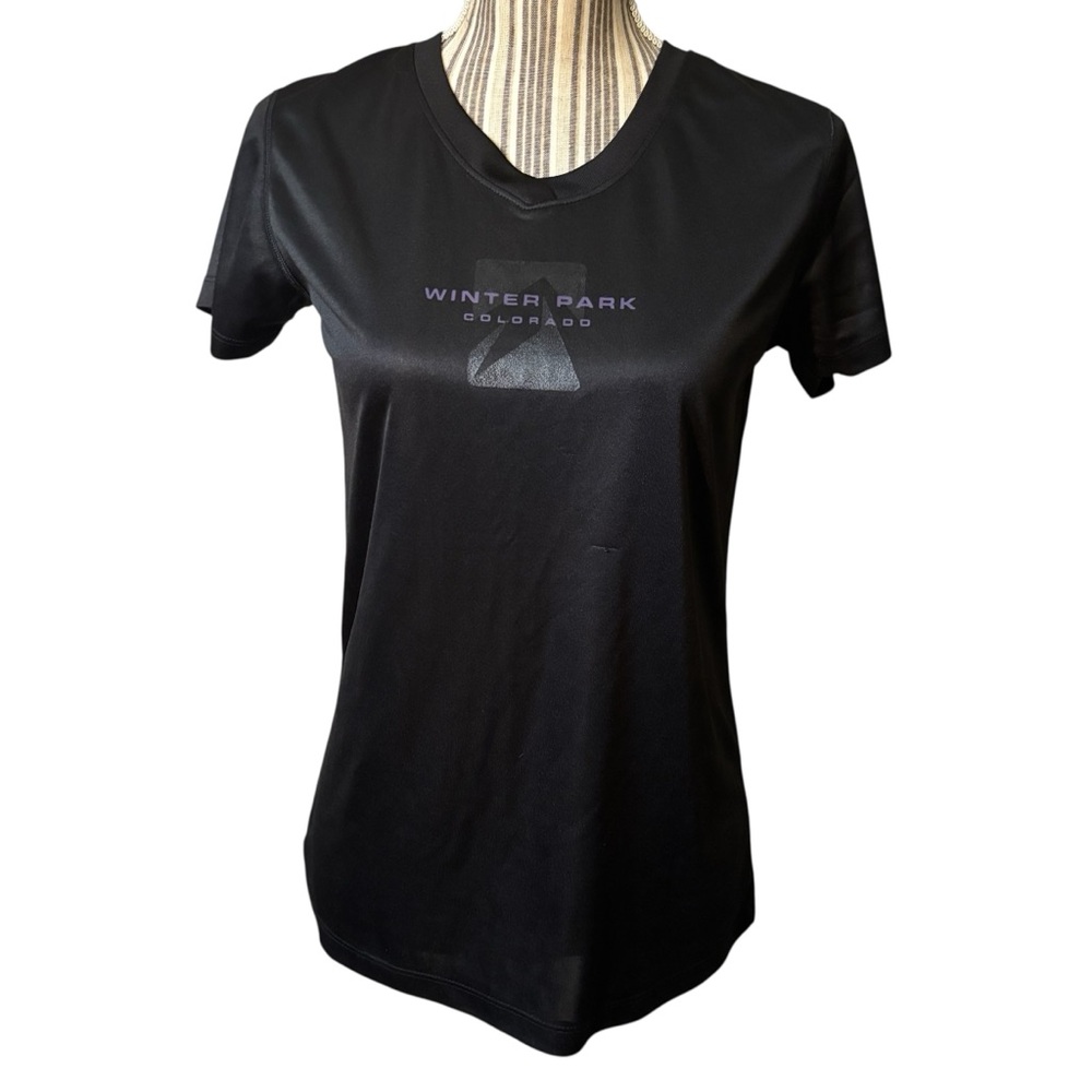 Winter Park CO Tee Small Black Short Sleeve V-Neck Outfitter Trading Co Purple
